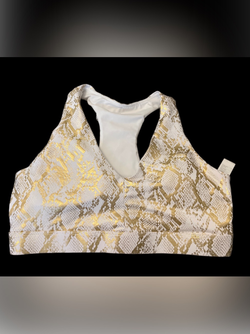 Fabletics Size X Large Sports Bra On The Go Midi Copper Foil Snake #1294 - Picture 2 of 5